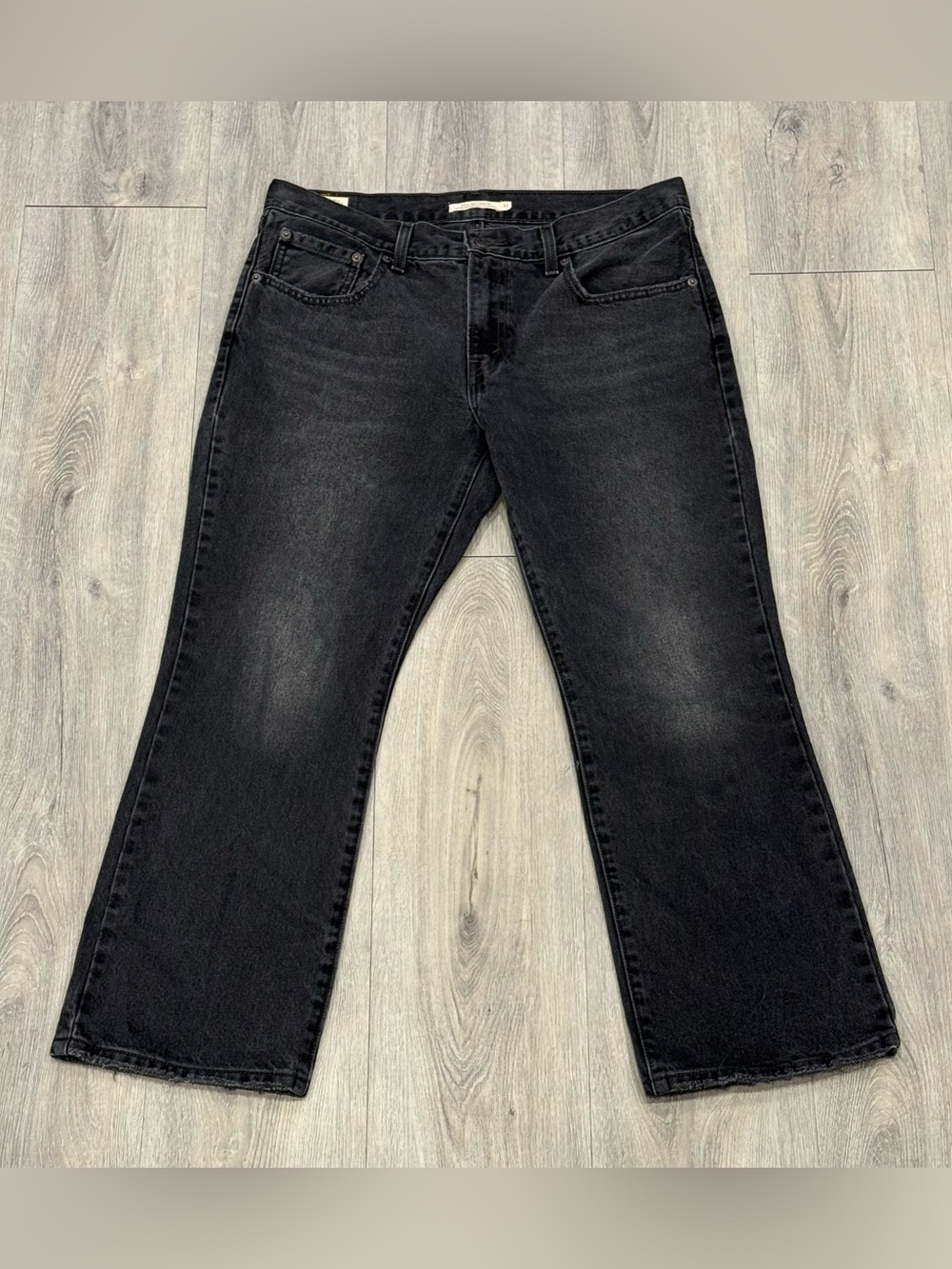 Levi's Women's Casual Charcoal Black Distressed Denim Middy Ankle Boot-Cut Jeans
